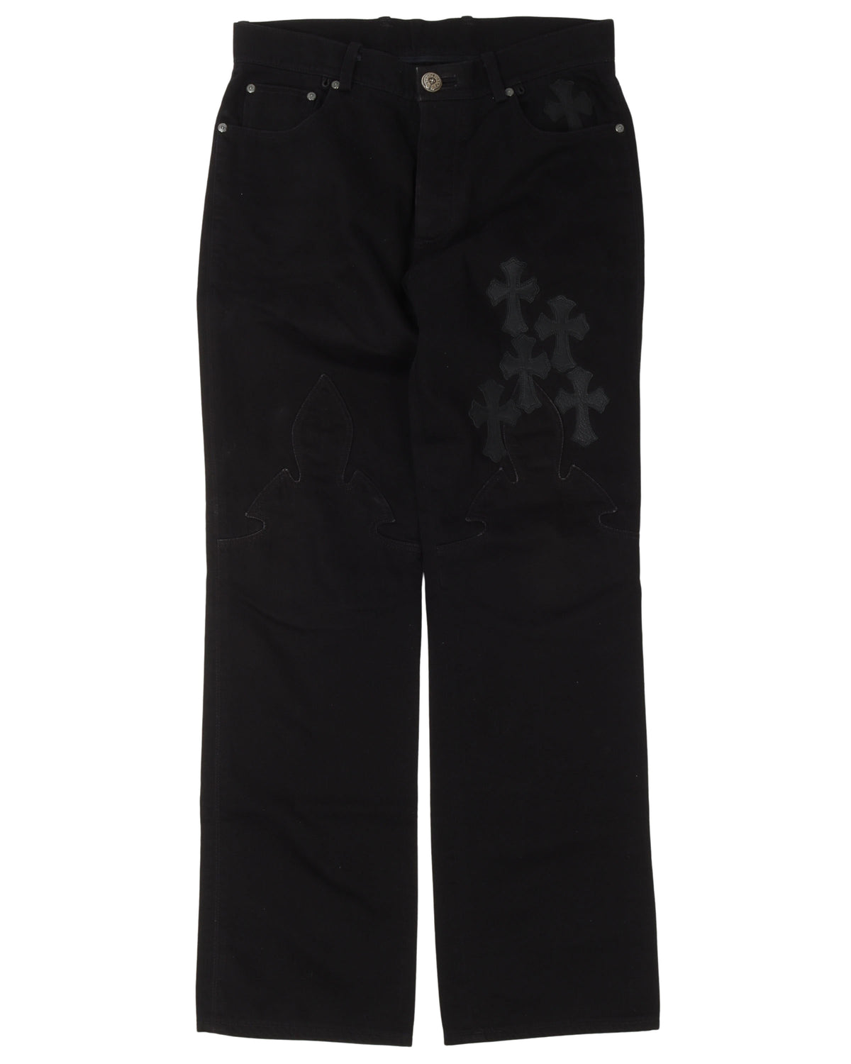 Vintage Fleur Knee Cross Patch Jeans