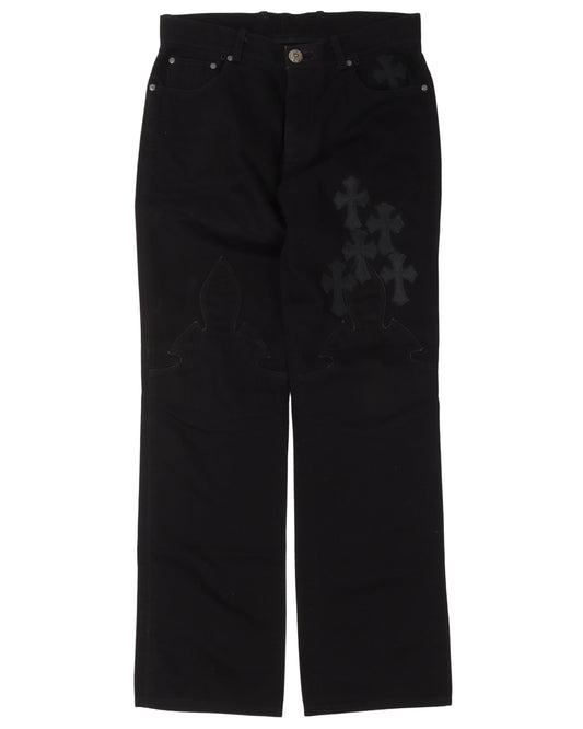 Vintage Fleur Knee Cross Patch Jeans