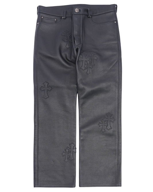 Leather Cross Patch Pants