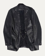Fleur Yoke Leather Blazer with Diamond Plus Ball Chain Closure