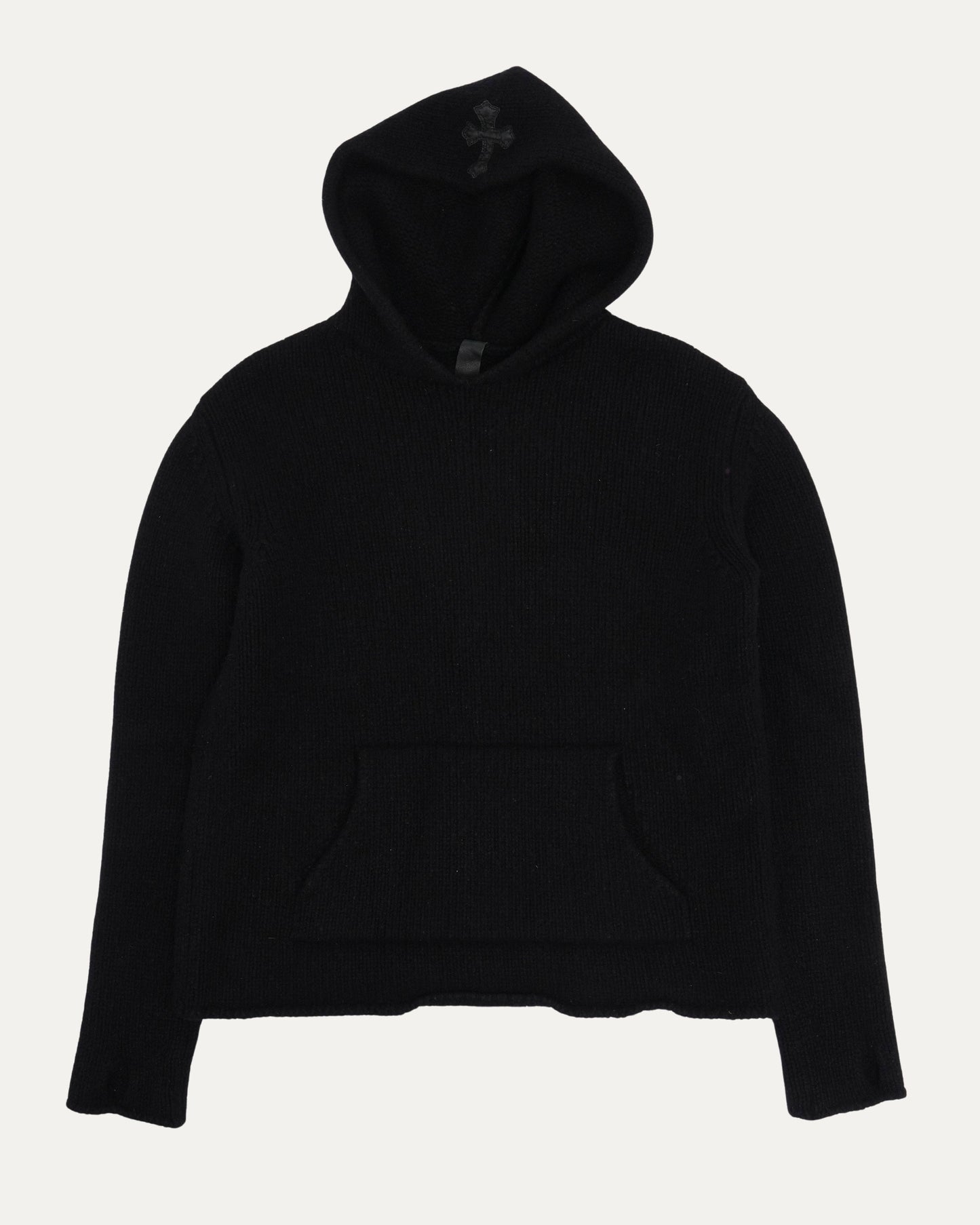 Cross Patch Cashmere Hooded Sweater