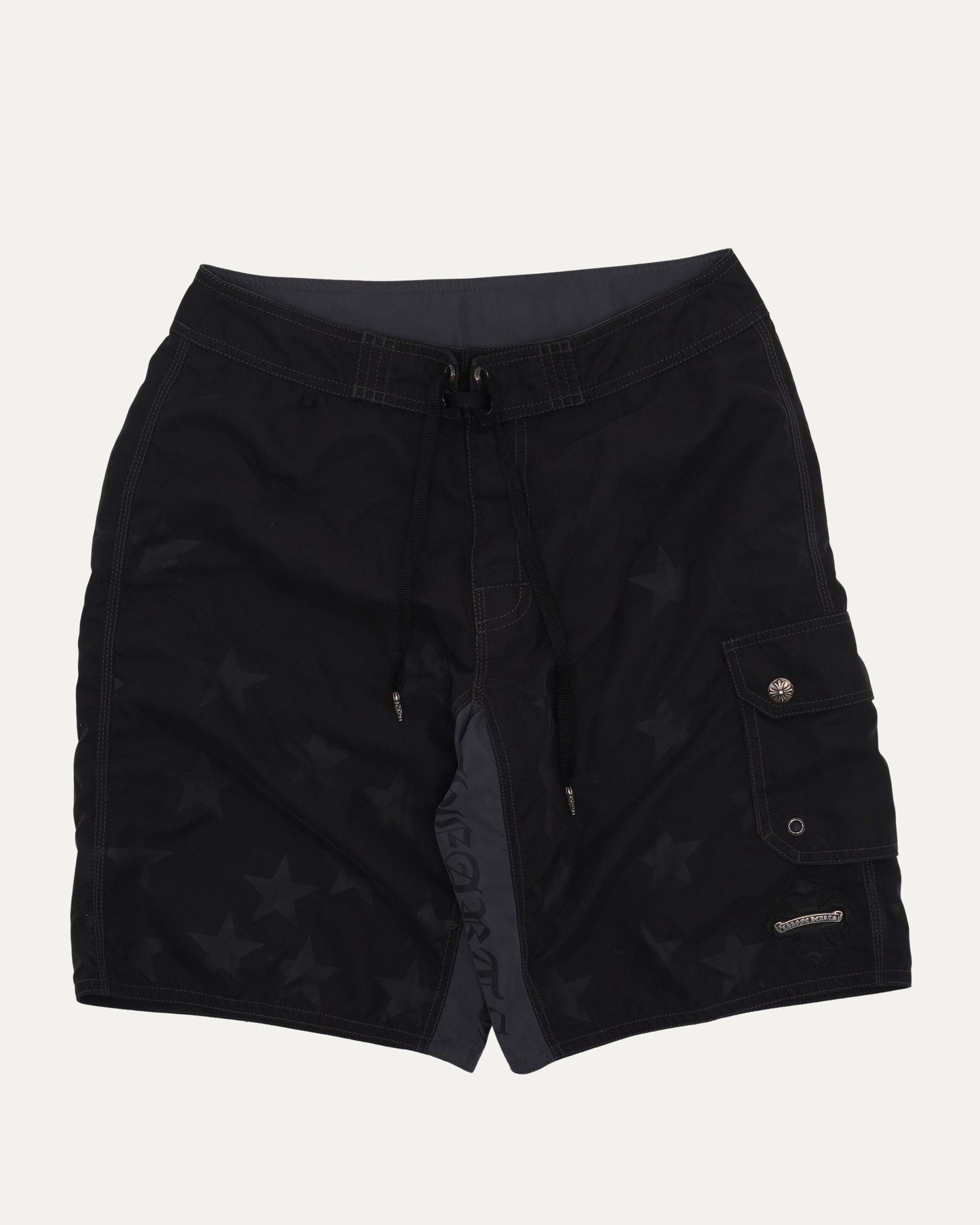 Plus Cross Patch Star Print Swim Trunks