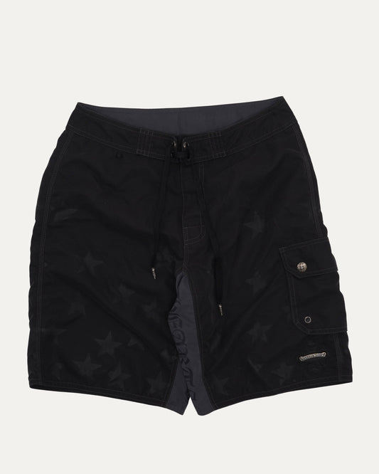 Plus Cross Patch Star Print Swim Trunks