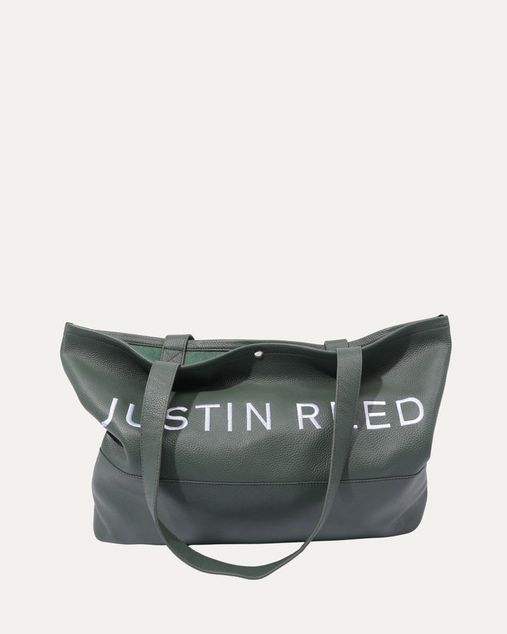 JR Logo Embroidered Leather Tote Bag