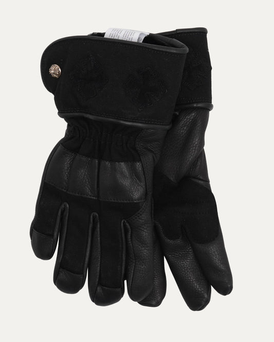 Cross Patch Leather Motorcycle Gloves