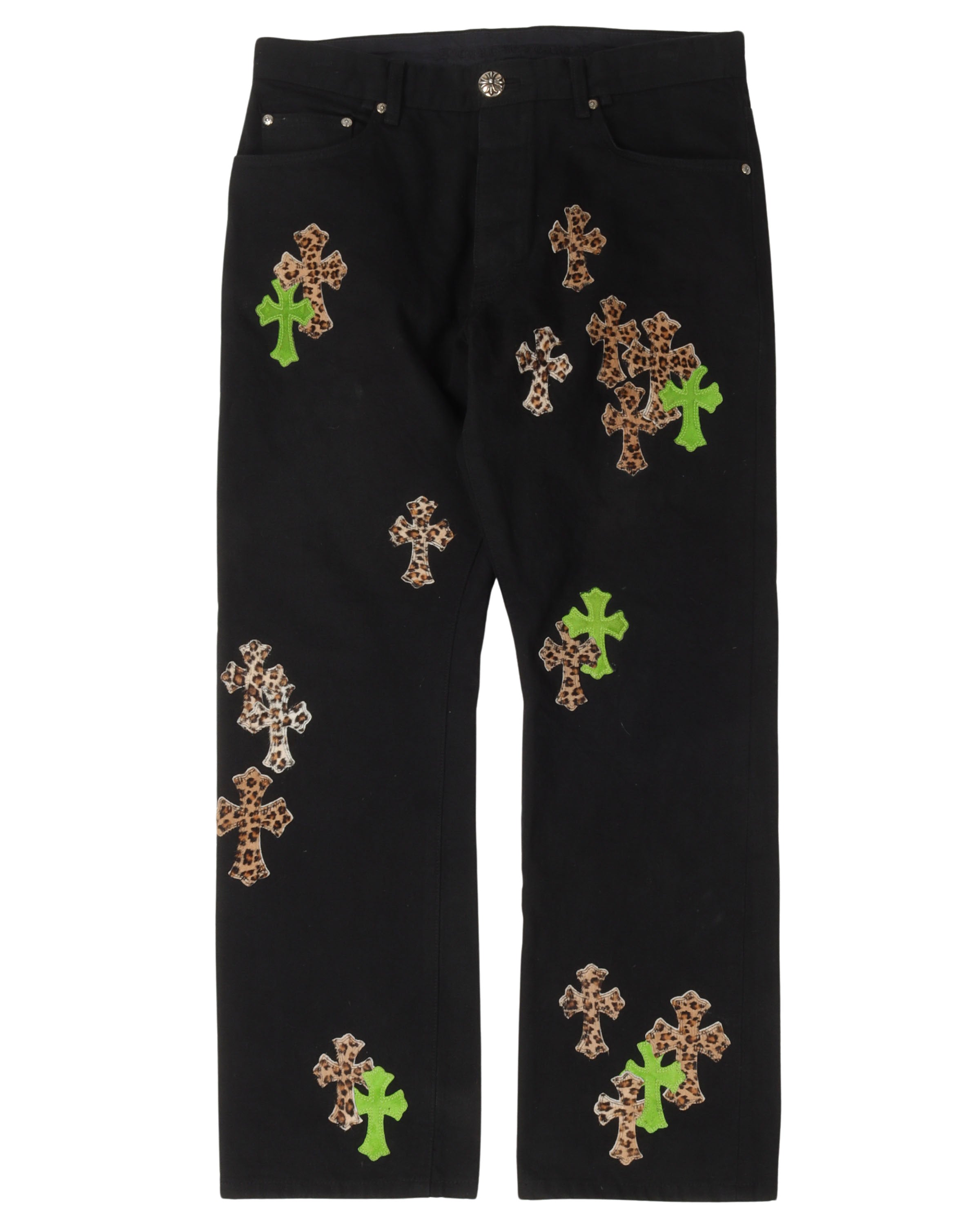 Leopard Cross Patch Jeans w/ 35 Cross Patches