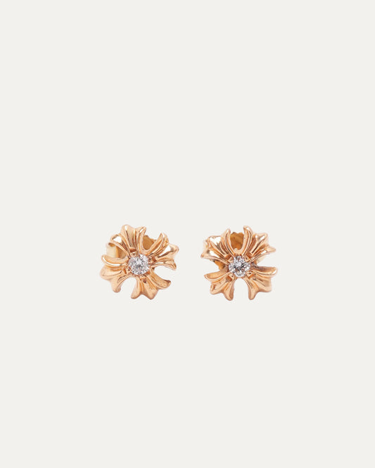 Gold and Diamond Tiny Plus Stud Earrings