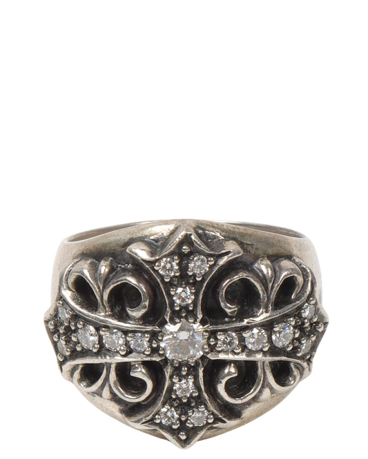 Diamond Fleur Cross Ring