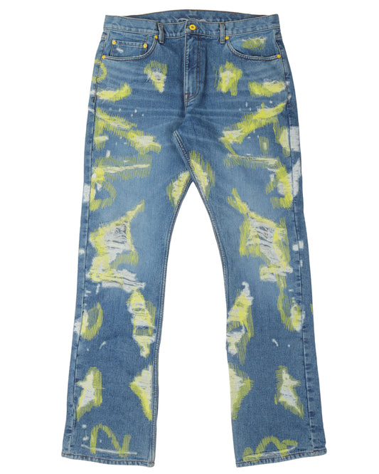 Distressed Embroidered Jeans