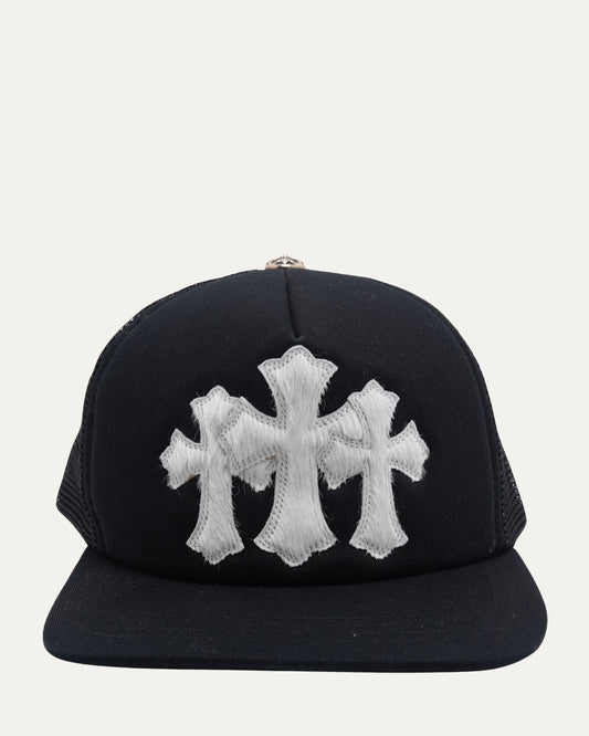 Pony Hair Cemetery Cross Patch Trucker Hat