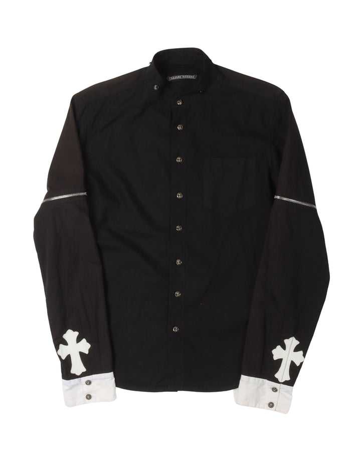Zipper Detail Cross Patch Shirt