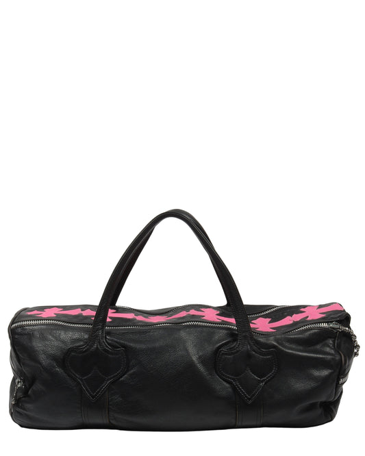 Leather Cross Patch Duffle Bag
