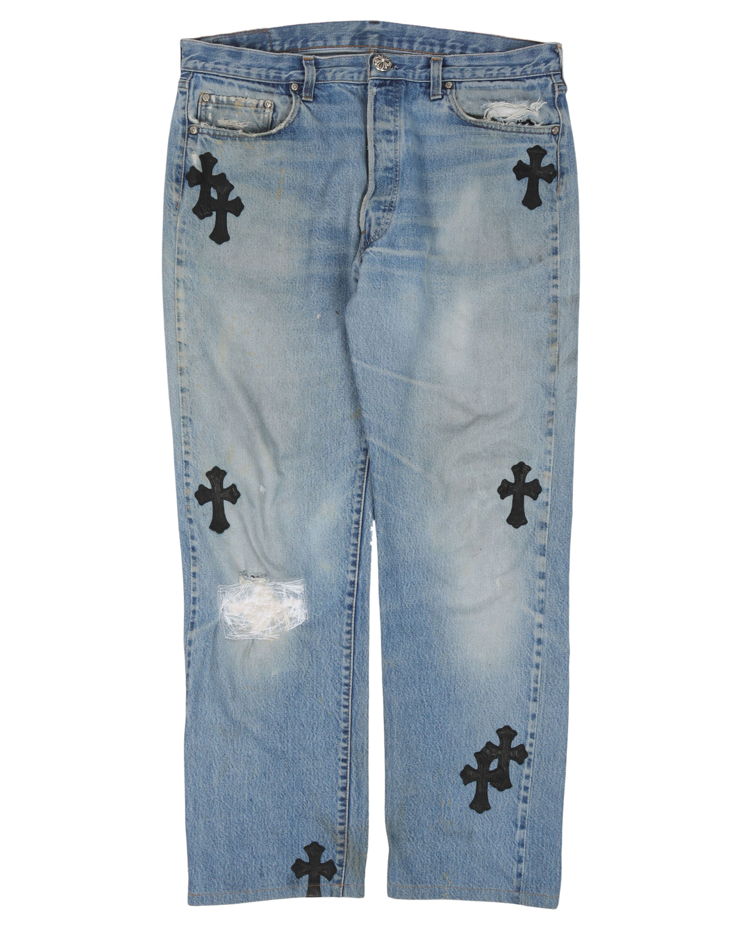 Chrome Hearts Repaired Levi's Cross Patch Jeans