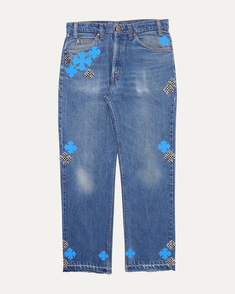 Chrome Hearts Levi's Plus Cross Patch Orange Tab 505 Jeans
