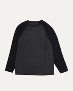 Silk Blend Cross Patch Long Sleeve Raglan T-Shirt