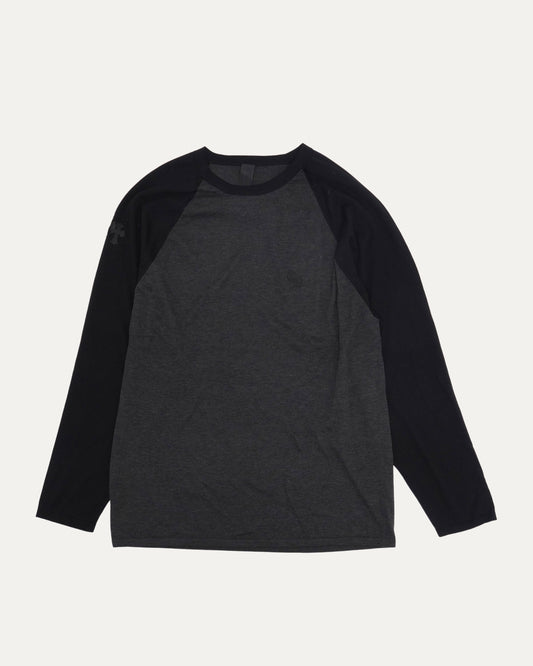 Silk Blend Cross Patch Long Sleeve Raglan T-Shirt