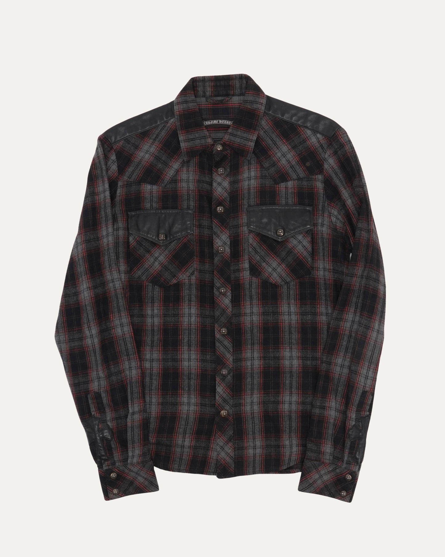 Leather Accent Fleur Yoke Flannel Shirt