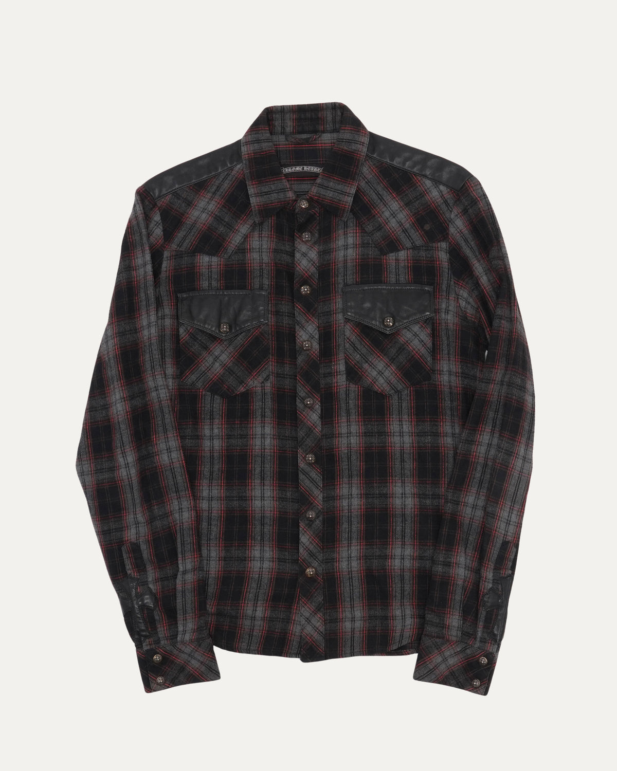 Leather Accent Fleur Yoke Flannel Shirt