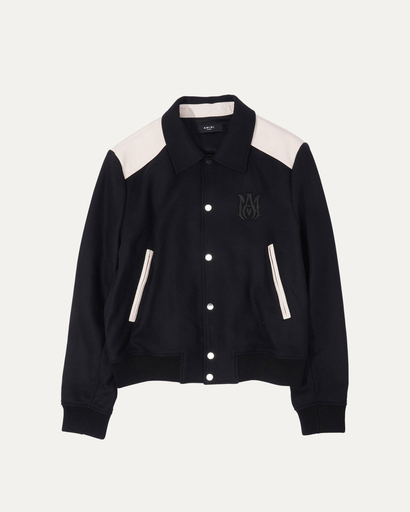 Logo Embroidered Wool-Bend Twill Varsity Jacket