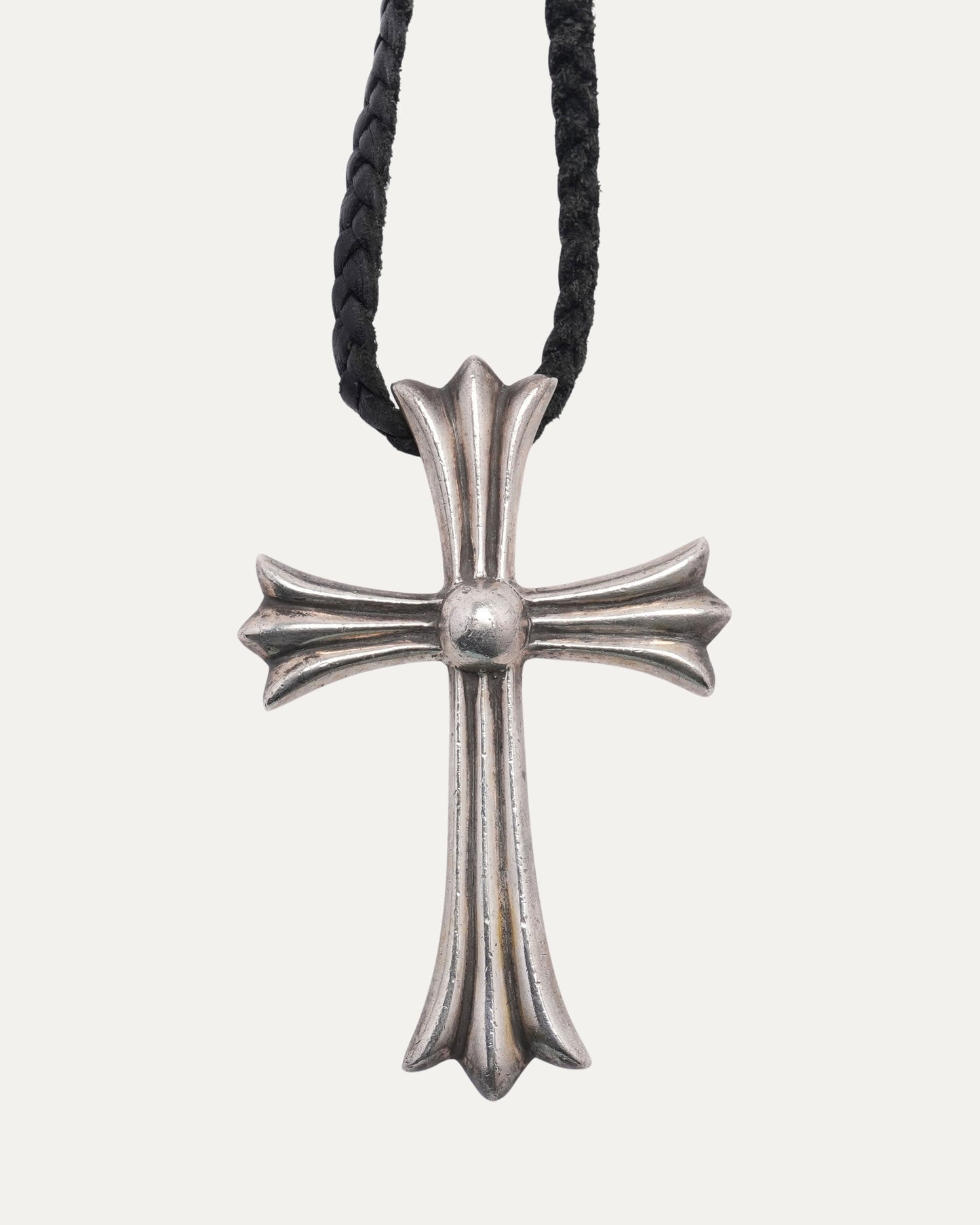 Large Cross Pendant with Leather Necklace