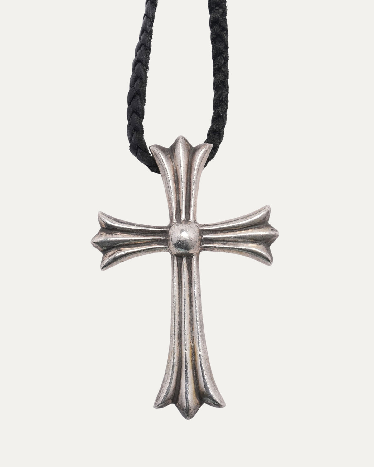 Large Cross Pendant with Leather Necklace