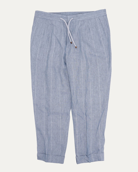Linen Pleated Drawstring Pants