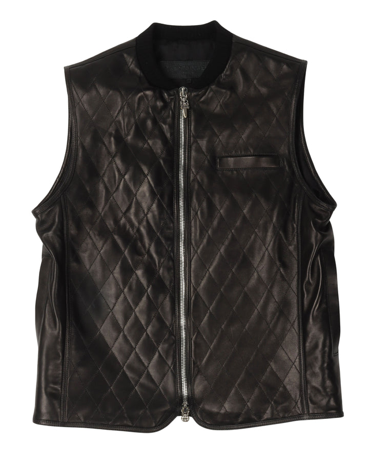 Quilted Leather Cross Patch Vest