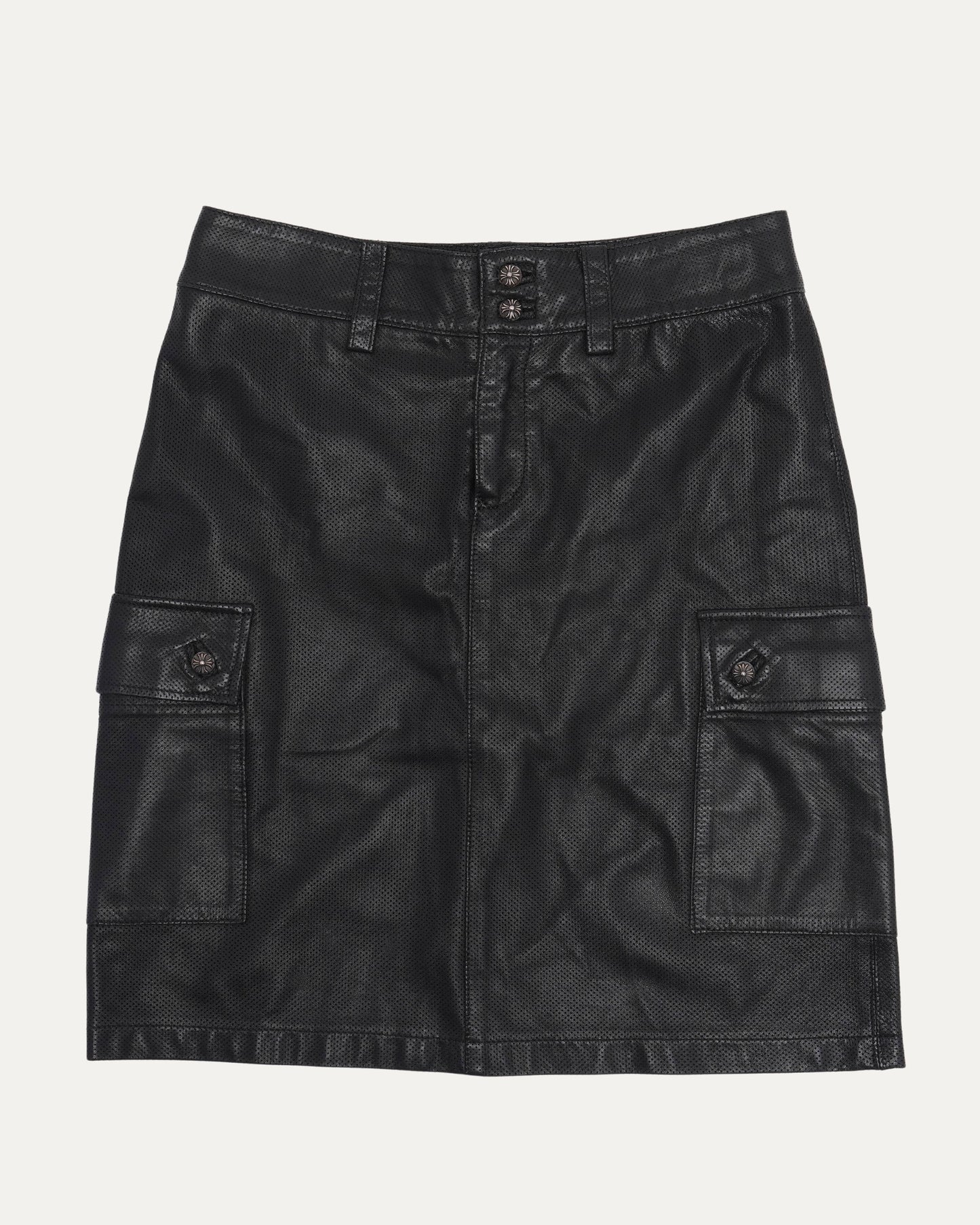 Perforated Leather Cargo Skirt