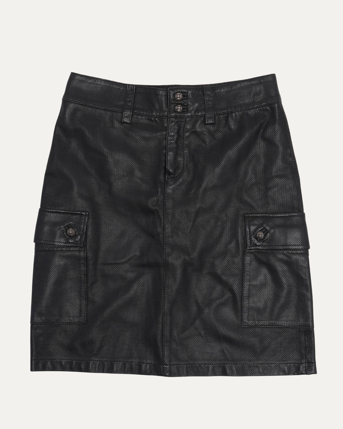 Perforated Leather Cargo Skirt
