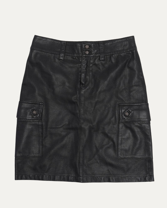 Perforated Leather Cargo Skirt