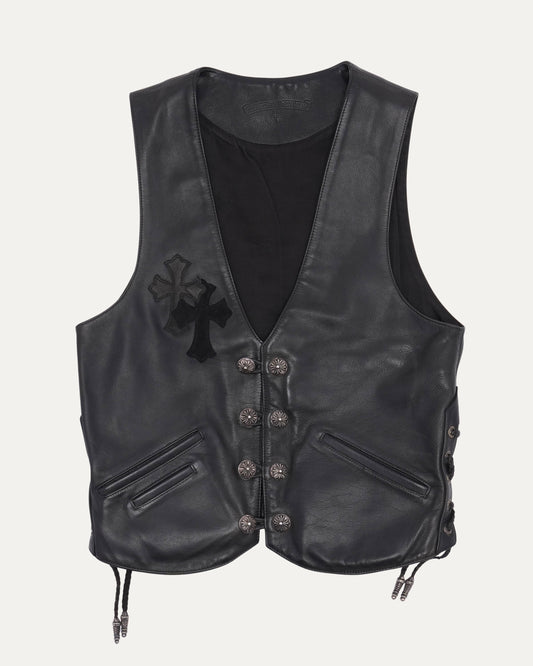 Cross Patch Leather Vest