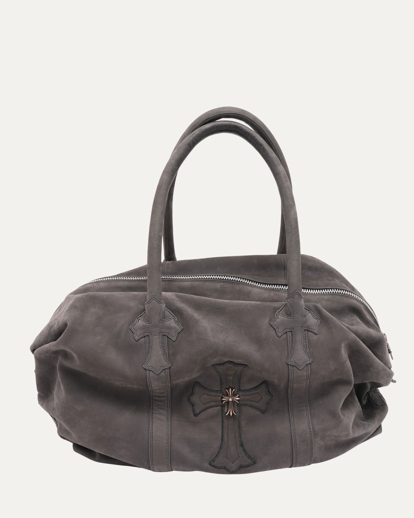 Cross Embellished Cross Patch Suede Weekender Bag