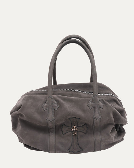 Cross Embellished Cross Patch Suede Weekender Bag