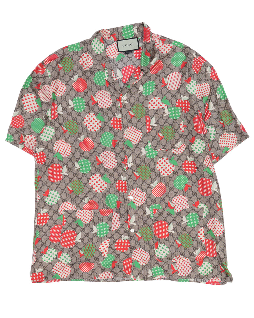 Apple-Print Monogram Shirt