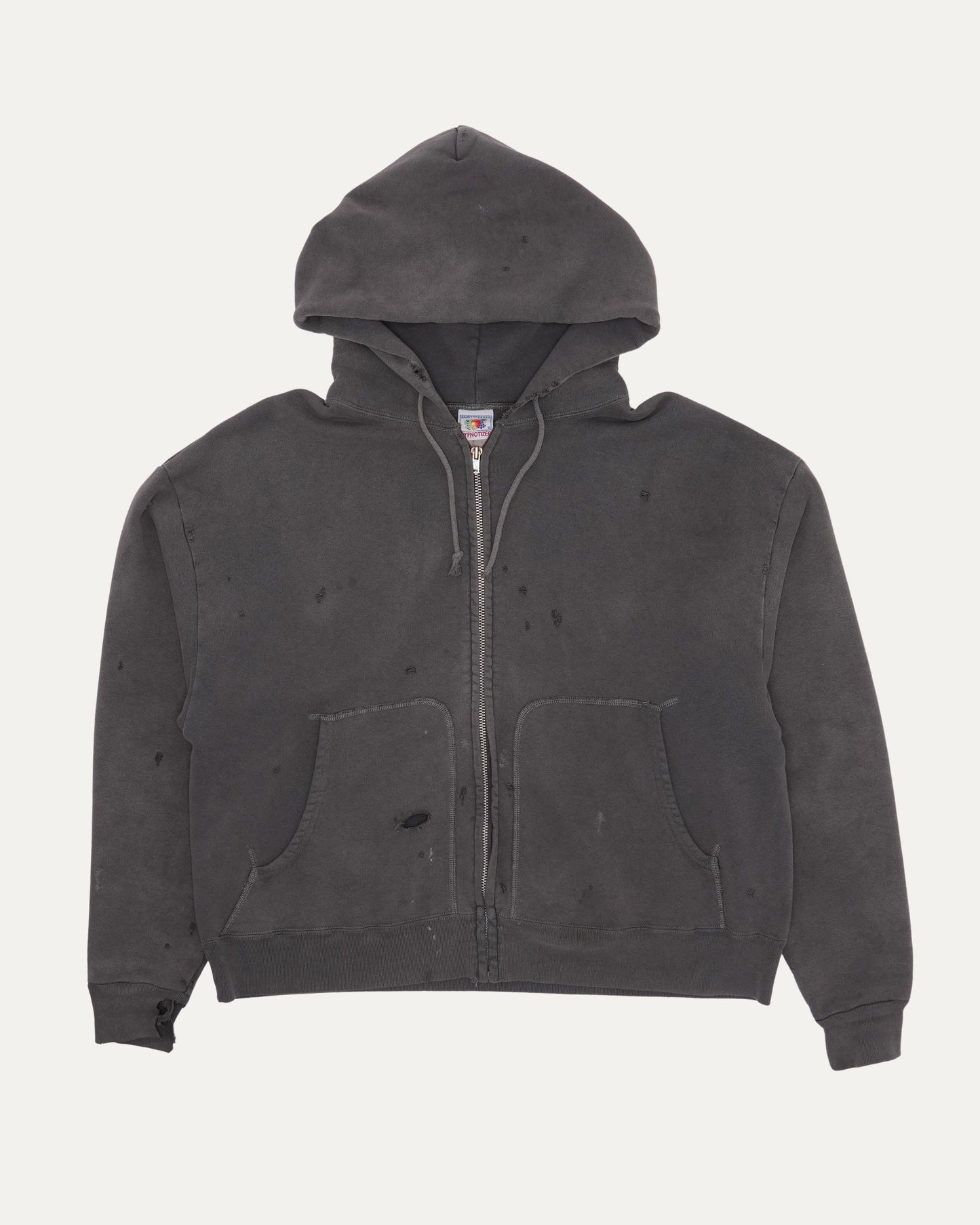 Distressed Zip Up Hoodie