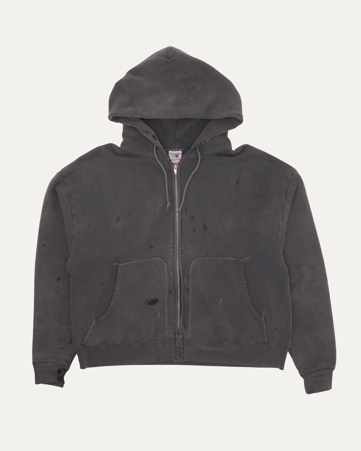 Distressed Zip Up Hoodie