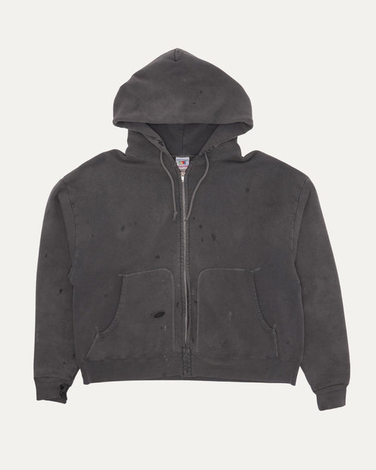 Distressed Zip Up Hoodie