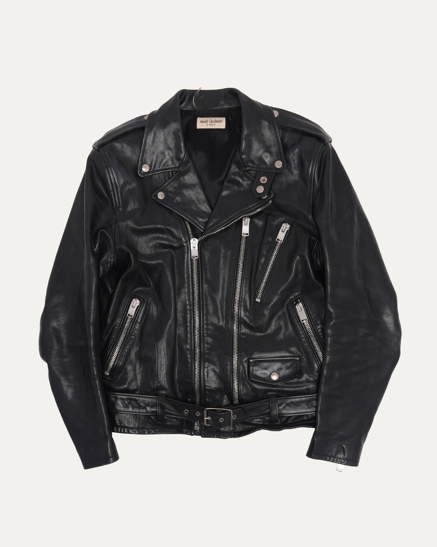 Leather Belted Double Rider Jacket