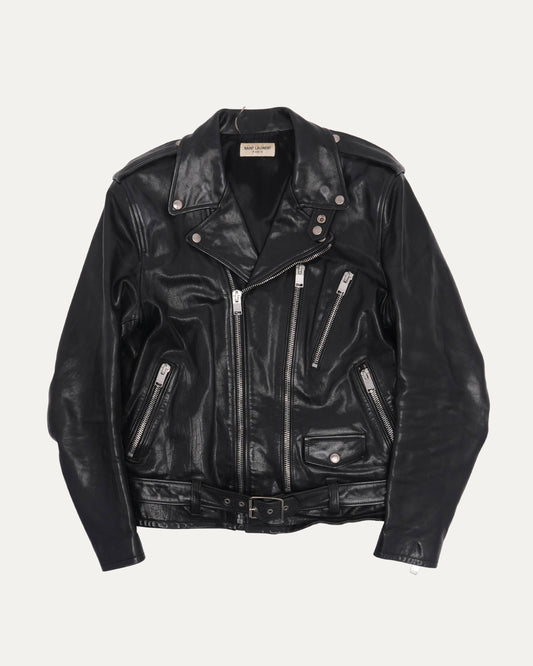 Leather Belted Double Rider Jacket