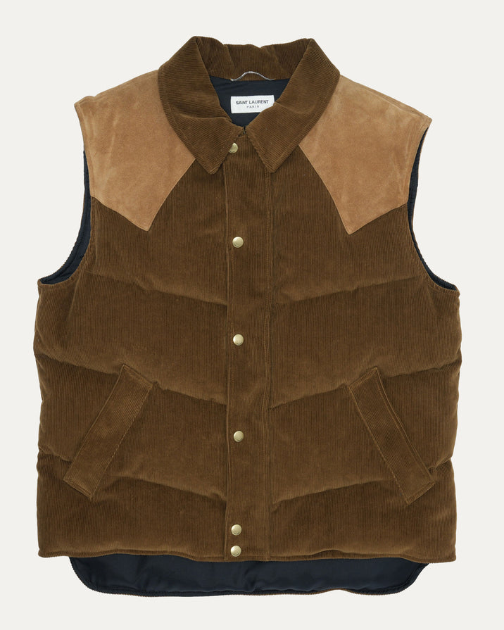 Suede and Corduroy Down Vest