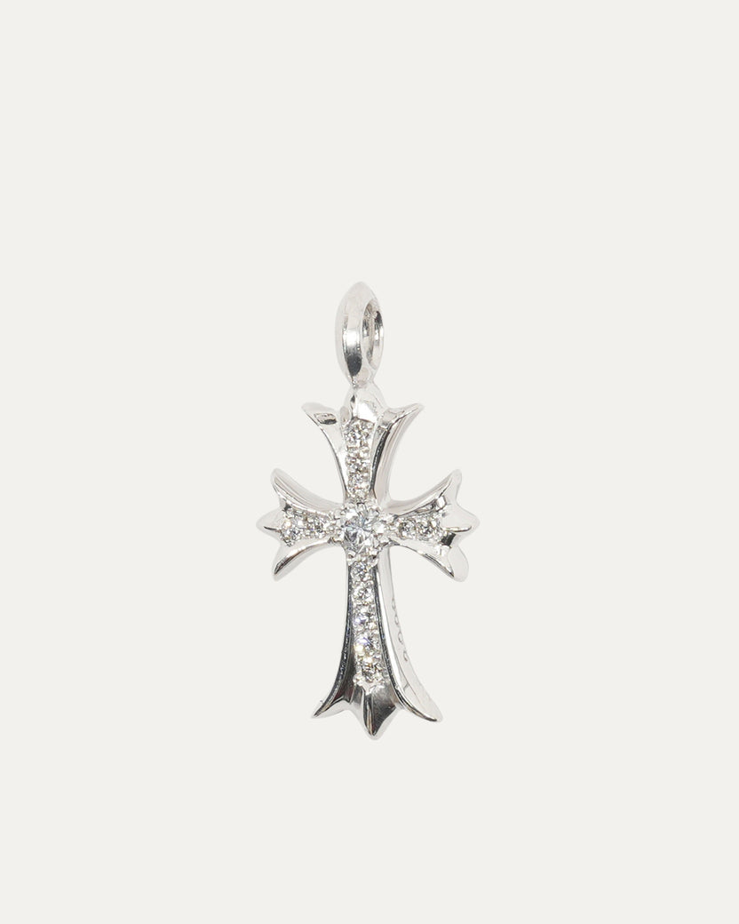 18k White Gold and Diamond Tiny Fat Pendant