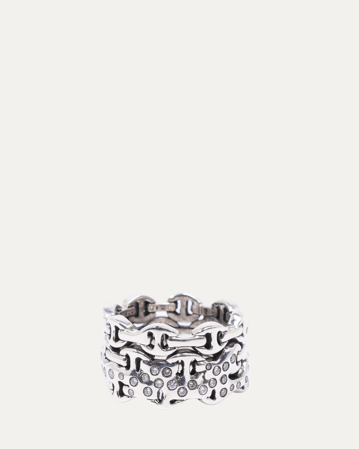 Sacred Melted Series Triple Dame Tri-Link Ring w/ Diamonds