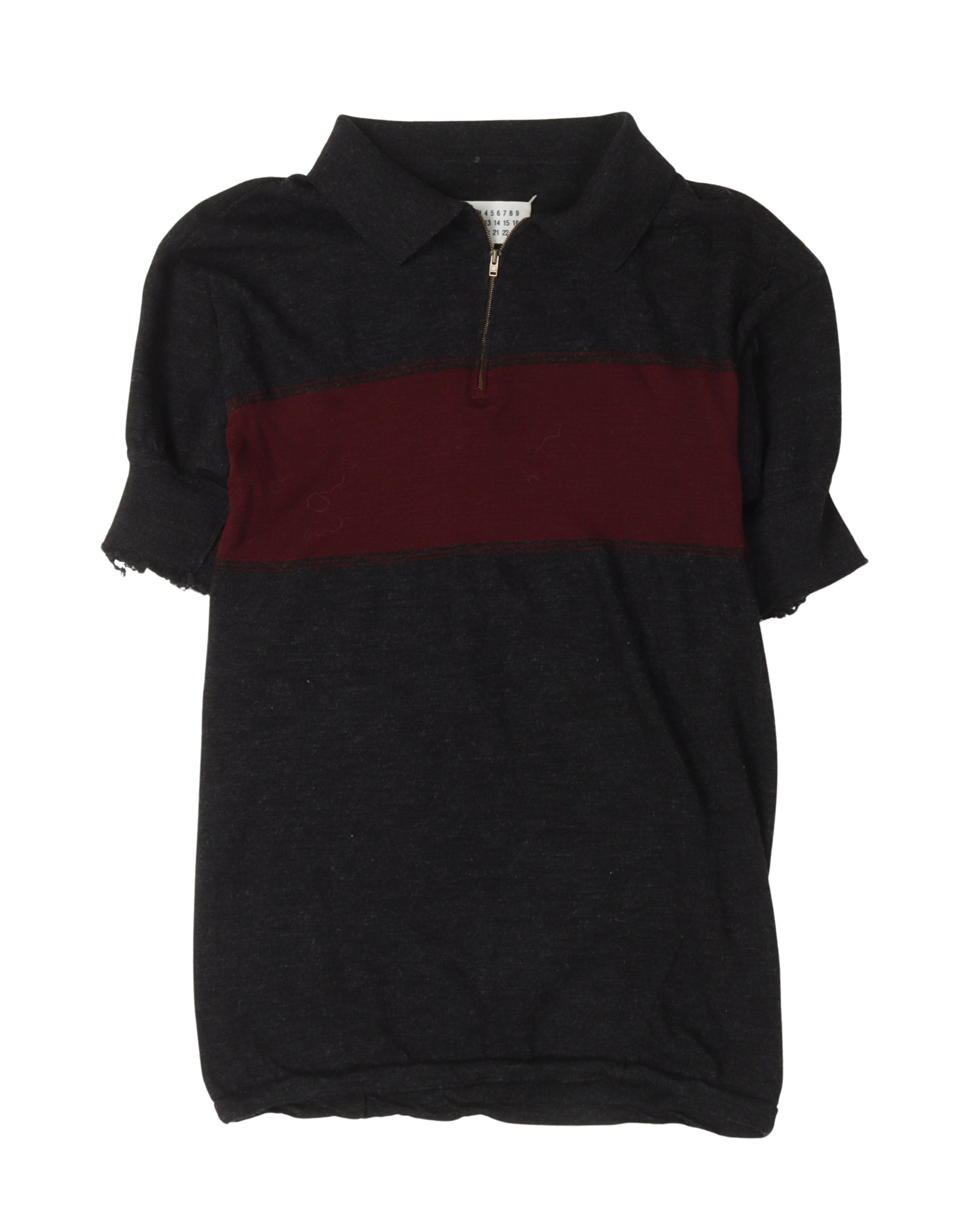 Two-Tone Zip-Up Polo Shirt