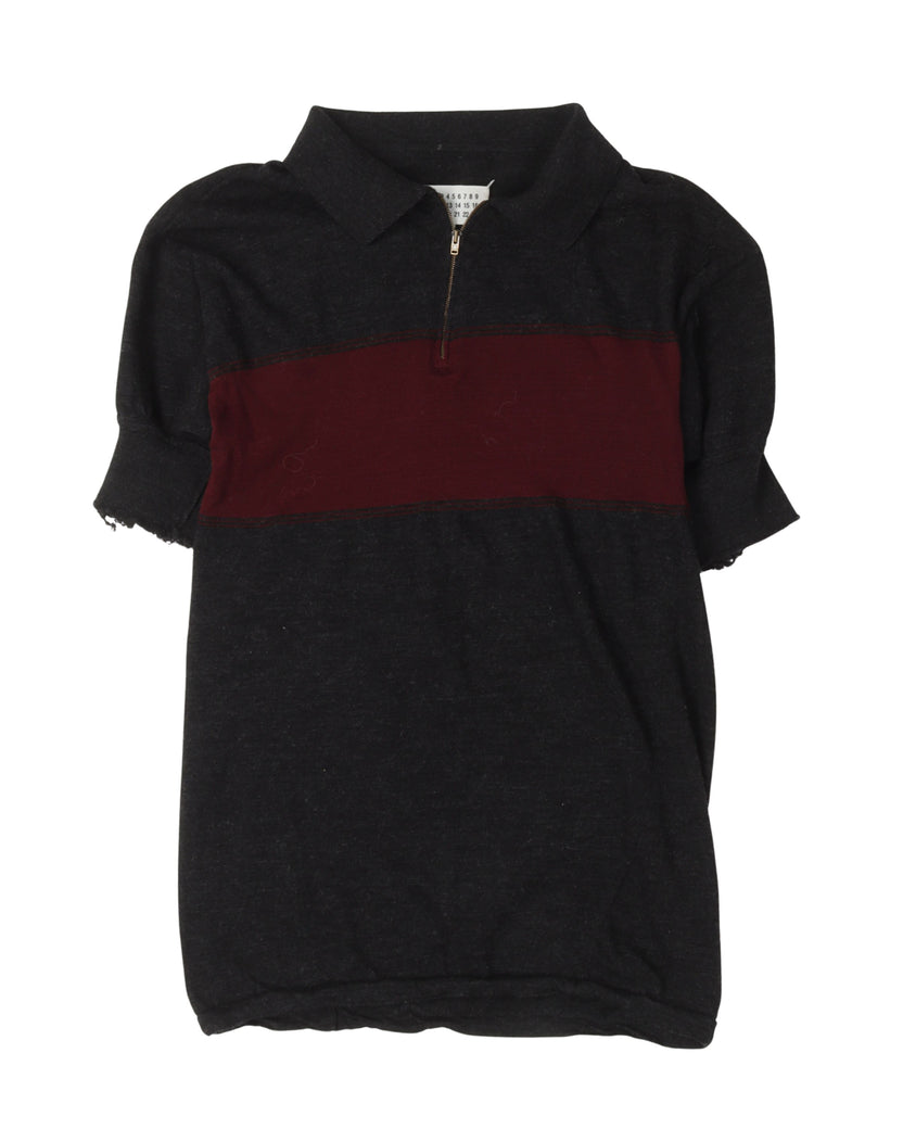 Two-Tone Zip-Up Polo Shirt