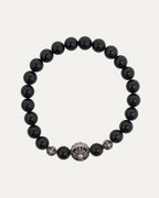 Large Multicharm Black Tourmaline Bead Bracelet