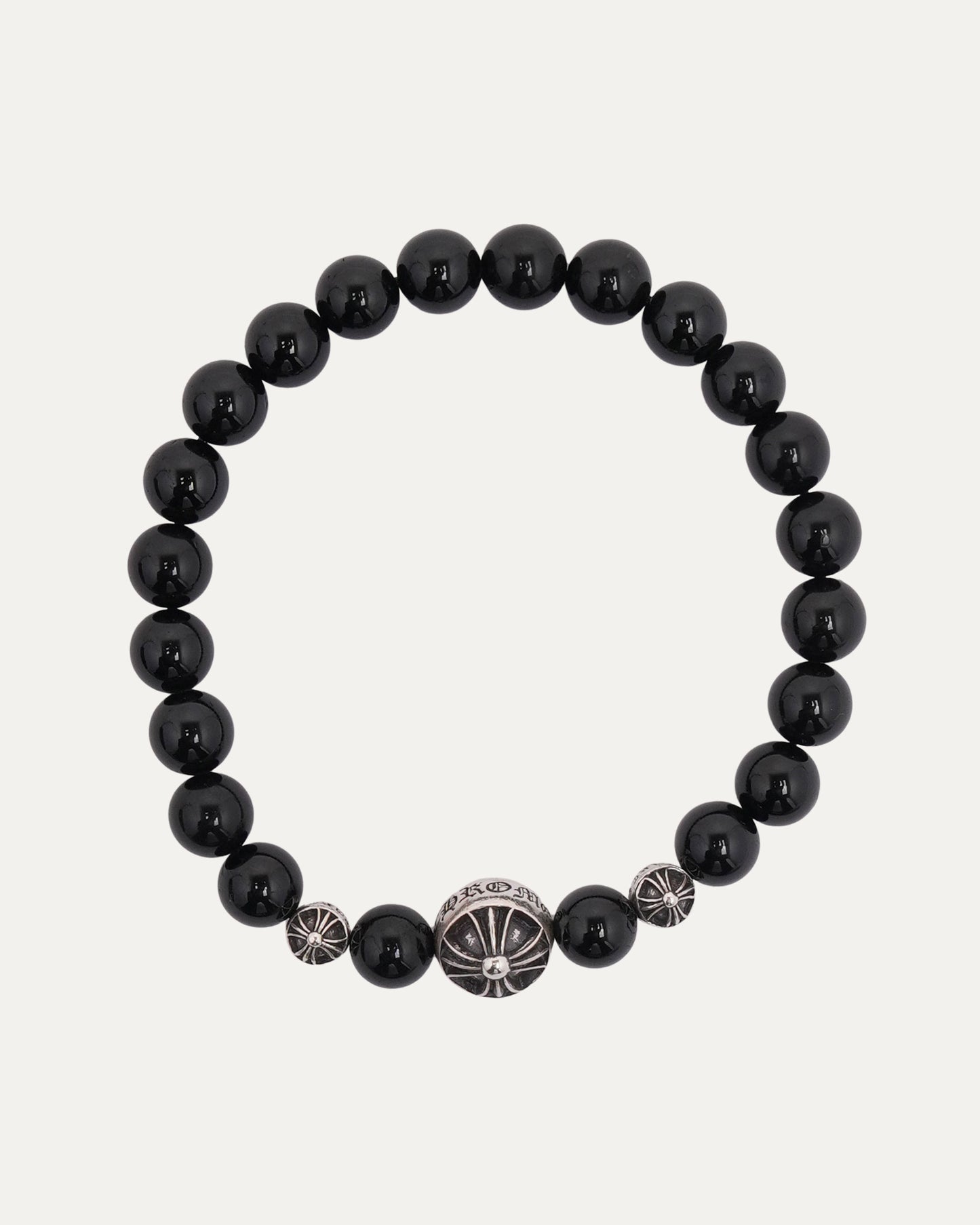 Large Multicharm Black Tourmaline Bead Bracelet