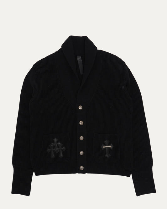 Cross Patch Cashmere Shawl Collar Cardigan Sweater