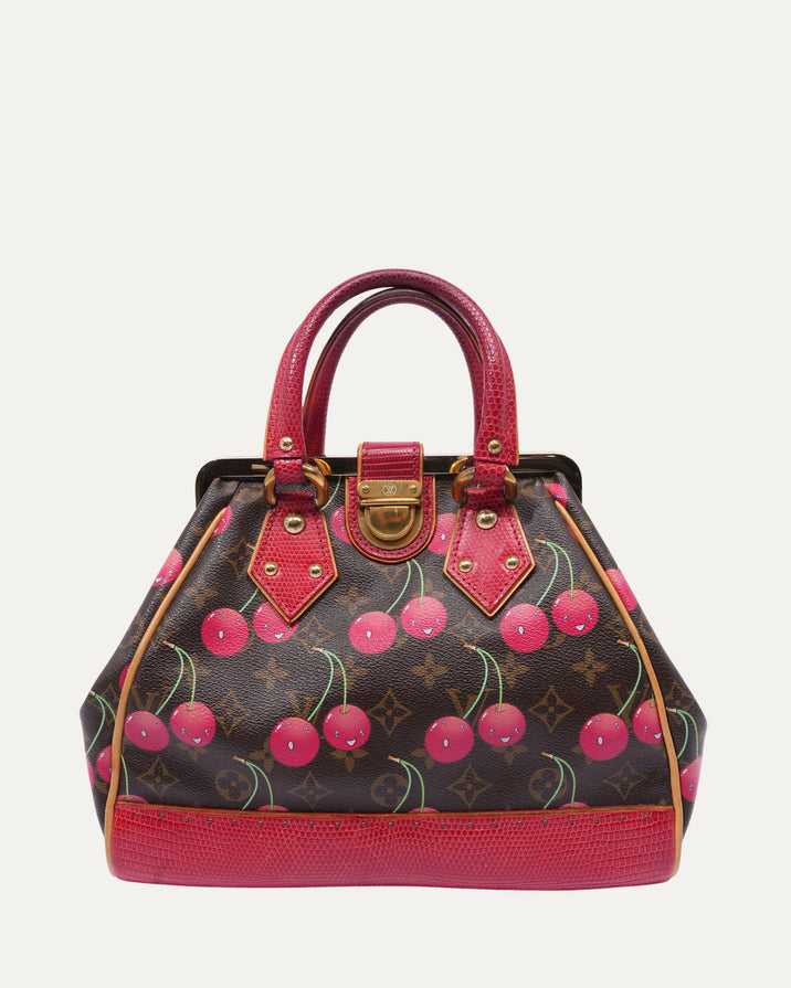 Murakami Monogram Cerises Lizard Sac Fermoir MM