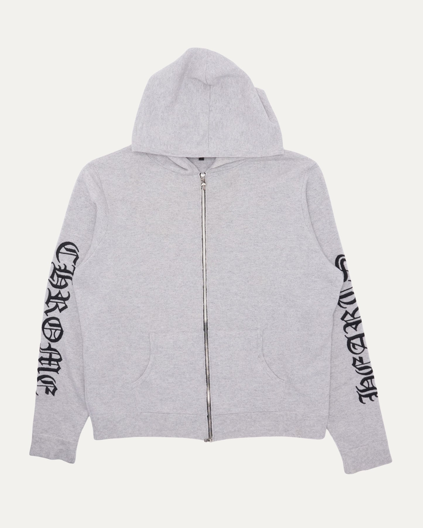 Embroidered Cashmere Zip Up Hoodie