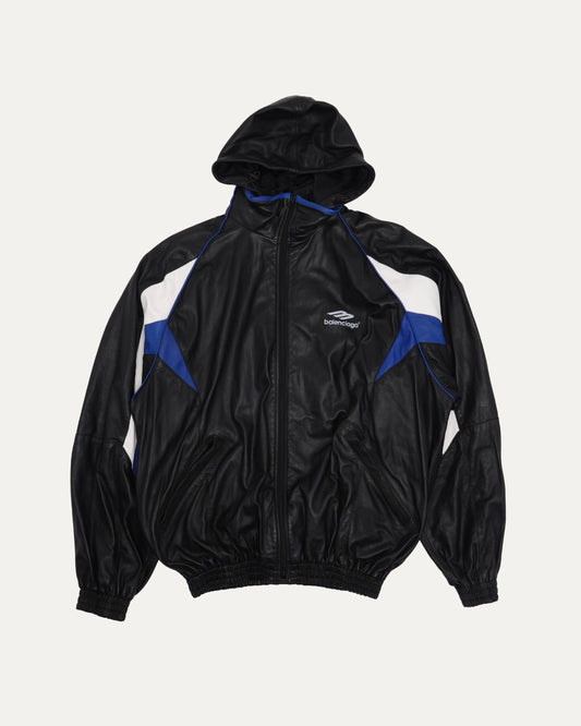 Leather 3B Hooded Track Jacket